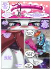  &lt;3 &lt;3_eyes absurd_res anthro anthrofied blue_body breasts clothed clothing comic dialogue dildo do!_games equid equine female friendship_is_magic genitals hasbro hi_res mammal my_little_pony no_underwear pussy rainbow_dash_(mlp) rarity_(mlp) sex_toy strapon white_body 