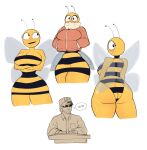 antennae_(anatomy) anthro arthropod bee big_breasts big_butt black_stripes blush breasts butt clothing duo eyewear female hat headgear headwear hi_res human hymenopteran insect it&#039;s_hip_to_fuck_bees male male/female mammal russian_cooking_oil_commercial smile stripes sunglasses thedarkzircon thick_thighs vinesauce vinny_(vinesauce) yellow_body 