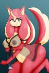  anthro big_breasts breasts canid canine canis conductor&#039;s_wife_(sonic) digital_media_(artwork) domestic_dog female hi_res looking_at_viewer mammal nintendo nipples pink_body sega signature simple_background solo sonic_the_hedgehog_(series) the_murder_of_sonic_the_hedgehog zeroviks_(artist) 