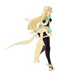  1girl ass bare_shoulders black_pantyhose blonde_hair breasts dangle_earrings dress drop_earrings earrings elbow_gloves gloves jewelry large_breasts lobsterbaby99 long_hair microdress mythra_(massive_melee)_(xenoblade) mythra_(xenoblade) pantyhose swept_bangs thigh_strap tiara very_long_hair white_dress white_gloves xenoblade_chronicles_(series) xenoblade_chronicles_2 yellow_eyes 