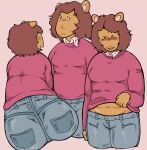  2021 aardvark absurd_res anthro arthur_(series) blush bottomwear brown_hair butt clothed clothing clothing_lift denim denim_clothing female hair hi_res jane_read jeans mammal mature_anthro mature_female navel pants peachfuzz87 presenting_belly shirt shirt_lift slightly_chubby solo topwear 