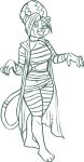  2023 5_fingers anthro arms_bent barefoot beehive_(hairstyle) biped bride_of_frankenstein bride_of_frankestein_(film) claws clothed clothing coat cosplay countershade_fur countershade_torso countershading digital_drawing_(artwork) digital_media_(artwork) el_arca feet felid female female_anthro finger_claws fingers full-length_portrait fur hair halloween hi_res highlights_(coloring) holidays mammal monochrome mouth_closed no_irises open_clothing open_coat open_topwear pantherine panthy plantigrade portrait pupils redout round_ears short_hair small_pupils solo soul_devouring_eyes stitch_(sewing) tail thick_thighs three-quarter_view topwear walking wide_hips wraps 