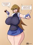  absurd_res breasts clothed clothing english_text fake_face_(artist) female hi_res human human_only mammal not_furry solo text yu-gi-oh! 