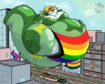  balloon balloon_support belly big_belly building close_to_bursting clothing dawnsjunk enormous flagpole generation_5_pokemon hat headgear headwear hi_res huge_belly immobile inflatable inflation inflation_fetish lgbt_pride motion_lines nintendo onomatopoeia parade_balloon parade_float pokemon pokemon_(species) pride_colors puncture rainbow_flag rainbow_pride_flag rainbow_symbol rubber serperior sound_effects text transgender_pride_colors truck_(vehicle) vehicle worried worried_face worried_look 