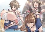  2girls age_difference arm_guards ass blush_stickers boots breasts brown_eyes brown_hair choker dead_or_alive enomoto_aya folded hair_ribbon jelly_shrimp joint_lock kasumi_(doa) large_breasts leotard long_hair multiple_girls pain panties pelvic_curtain ponytail ribbon short_hair smile submission_hold thighhighs underwear white_thighhighs wrestle_angels wrestle_angels_survivor wrestler wrestling wrestling_outfit wrestling_ring yellow_eyes 
