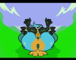  2d_animation animated anthro anus avian balls big_butt blue_body blue_feathers bouncing_penis breath_of_the_wild butt cloud double_v_sign feather_hands feathers feet genitals gesture girly grass kass_(tloz) loop male nintendo nipples penis plant rito sky solo submarine_screw tail_feathers the_legend_of_zelda v_sign winged_arms wings yellow_body yellow_feathers 