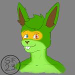  2023 anthro blue_eyes chinese_zodiac colored colored_sketch digital_drawing_(artwork) digital_media_(artwork) fur green_body green_fur hair heterochromia hi_res holidays humanoid lagomorph leporid looking_at_viewer male mammal multicolored_body multicolored_fur natsu_hasegawa natsutheott new_year orange_body orange_fur portrait rabbit red_eyes simple_background sketch solo year_of_the_rabbit 