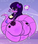  &lt;3 accessory anthro anus arbok big_breasts big_butt bow_ribbon breasts butt english_text eyewear female flower generation_1_pokemon genitals glasses goth hair hair_accessory hair_bow hair_ribbon hi_res huge_breasts huge_butt lavender_(lewdchuu) lewdchuu_(artist) nintendo plant pokemon pokemon_(species) purple_body purple_eyes purple_hair pussy ribbons solo tattoo text 