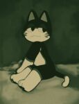  2017 animal_crossing anthro domestic_cat felid feline felis male mammal monochrome nintendo nude punchy_(animal_crossing) qs75834_(artist) solo 