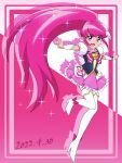  1girl absurdres aino_megumi boots cure_lovely happinesscharge_precure! high_ponytail highres long_hair magical_girl pink_eyes pink_hair ponytail precure solo thigh_boots 
