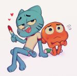  &lt;3 anthro cartoon_network clothing darwin_watterson domestic_cat duo felid feline felis fish food gumball_watterson hi_res male mammal marine popsicle simple_background the_amazing_world_of_gumball white_background wuggy 