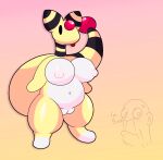  ampharos anthro belly big_belly big_breasts big_tail breasts chubby_female female generation_2_pokemon genitals hi_res huge_breasts nintendo overweight pokemon pokemon_(species) pussy simple_background slightly_chubby solo spartancandy tail thick_thighs tongue tongue_out wide_hips 
