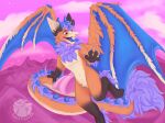  anthro back_wings brown_body brown_fur canid canine cheek_tuft curved_horn dragon facial_tuft forked_tongue fox fur hair hi_res horn hybrid luckfoxo33 male mammal membrane_(anatomy) membranous_wings neck_tuft open_mouth open_smile orange_body orange_fur pink_background purple_body purple_fur purple_hair scutes simple_background smile solo tail tail_tuft tan_body tan_fur tongue tongue_out tuft wide_eyed wings 