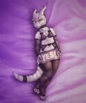  5:6 anthro clothed clothing drunkcat female hi_res horn kobold legwear lingerie looking_at_viewer meme pillow scalie simple_background solo text_on_pillow urza_(the7thprimarch) yes_pillow 