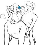  2023 5_fingers anthro ape bored_ape_yacht_club digital_media_(artwork) doggystyle duo elon_musk fingers from_behind_position half-closed_eyes haplorhine herrkennstalles human low-angle_view male male/male mammal narrowed_eyes nft_monkey open_mouth primate restricted_palette sex verified_badge 