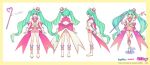  1girl ahoge aqua_hair arm_up blue_eyes boots bow candy candy_cane cane character_request check_character color7 food hat hatsune_miku holding holding_cane jacket long_hair looking_at_viewer mini_hat multiple_girls multiple_views open_mouth pink_bow puffy_short_sleeves puffy_sleeves reference_sheet shirt short_jumpsuit short_sleeves smile solo standing standing_on_one_leg thighhighs turnaround twintails very_long_hair vocaloid white_footwear white_jacket white_wrist_cuffs 