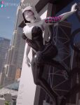  aircraft airplane anthro blender_(software) blue_claws city cityscape claws cosplay domestic_cat felid feline felis female glass hi_res hood_up latex latex_skinsuit mammal marvel mask reflection rinny rinny_(character) solo spider-gwen spider-man_(series) stripes trans_(lore) trans_woman_(lore) 