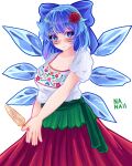  1girl absurdres cirno highres mexico nanaii_desu puebla_de_los_angeles red_skirt simple_background skirt solo state_of_puebla touhou white_background 