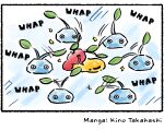  ambiguous_gender anthro colored comic_panel elemental_creature flora_fauna group ice ice_pikmin kino_takahashi leaf nectar nintendo pikmin pikmin_(species) plant red_pikmin signature slap text 