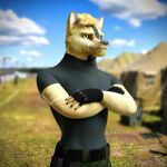  android anthro army arvenradikal camp canid canine canis crossed_arms machine male mammal manly military outside robot selfie smile soldier standing warrior wolf 