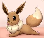  absurd_res an-tonio brown_body brown_fur eevee female feral fur generation_1_pokemon hi_res looking_at_viewer mammal nintendo pokemon pokemon_(species) simple_background solo tail 