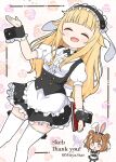  +_+ 2girls :d :o ^_^ animal_ears apron beatrice_(princess_principal) black_hairband black_skirt blonde_hair blush breasts brown_eyes brown_hair center_frills chibi chibi_inset closed_eyes collared_shirt commentary_request commission cosplay double_bun fake_animal_ears fleur_de_lapin_uniform floppy_ears floral_background frilled_apron frilled_hairband frilled_skirt frills gochuumon_wa_usagi_desu_ka? hair_bun hairband kirima_syaro kirima_syaro_(cosplay) long_hair medium_breasts mitya multiple_girls partial_commentary princess_(princess_principal) princess_principal puffy_short_sleeves puffy_sleeves rabbit_ears shirt short_sleeves skeb_commission skirt smile solo_focus thank_you thighhighs twitter_username two_side_up uniform very_long_hair waitress white_apron white_shirt white_thighhighs wrist_cuffs 