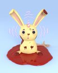  3d_(artwork) ambiguous_gender blood blood_on_face blood_on_hand bodily_fluids digital_media_(artwork) drawfee_(copyright) drooling feral gorka_fujimoto_holgado hi_res horn lagomorph leporid long_ears mammal rabbit saliva smile solo unicorn_horn yellow_body 