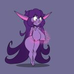  absurd_res big_breasts blen_bodega breasts female goblin hair hi_res humanoid magic nipples not_furry nude pubes purple_body purple_hair short_stack solo thick_thighs wide_hips 