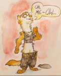  anthro domestic_ferret female mammal mustelid musteline painting_(artwork) retro roganaut solo traditional_media_(artwork) true_musteline vintage watercolor_(artwork) weasel 