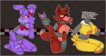  animatronic anthro areola avian balls bedroom_eyes big_breasts bird blush bonnie_(fnaf) bow_tie breasts canid canine chica_(fnaf) chicken condom condom_wrapper crossgender digital_media_(artwork) english_text erection eye_patch eyewear female five_nights_at_freddy&#039;s fox foxy_(fnaf) fur fuzzrock3 galliform gallus_(genus) genitals gynomorph hi_res huge_breasts intersex lagomorph leporid looking_at_viewer machine mammal mtf_crossgender mtg_crossgender mti_crossgender multiple_drawings narrowed_eyes nipples nude offering_condom penis phasianid purple_body purple_fur pussy rabbit red_body red_fur robot scottgames seductive sexual_barrier_device simple_background sitting smile solo teeth text thick_thighs tongue tongue_out wide_hips wrapped_condom 
