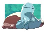  animal_focus clodsire closed_eyes commentary_request gara_(qbeuxvii22) green_background highres no_humans nostrils pokemon pokemon_(creature) quagsire simple_background sitting sleeping tail white_background 