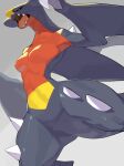  anthro breasts claws dragon featureless_breasts female garchomp generation_4_pokemon hi_res kame_3 multicolored_body nintendo pokemon pokemon_(species) sharp_claws sharp_teeth simple_background solo teeth tongue 