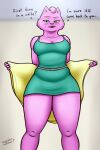  anthro bojack_horseman breasts cleavage clothed clothing domestic_cat felid feline felis female fur green_sclera hi_res imminent_sex mammal mature_female motivation netflix oystercatcher7 pink_body pink_fur princess_carolyn slightly_chubby solo thick_thighs undressing 