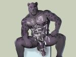  anthro balls big_balls big_penis bodily_fluids cum cum_on_balls digital_media_(artwork) domestic_cat erection felid feline felis fur gage_the_panther genital_fluids genitals hair hi_res huge_penis humanoid_genitalia humanoid_penis leopard looking_at_viewer male mammal muscular muscular_male nipples nude pantherine pecs penis simple_background smile solo solo_focus spots tigeraf vein veiny_penis 