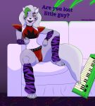  anthro beckoning bracelet canid canine canis choker clothed clothing collar english_text female five_nights_at_freddy&#039;s five_nights_at_freddy&#039;s:_security_breach furniture gesture hi_res jewelry looking_at_viewer makeup mammal necklace roxanne_wolf_(fnaf) scottgames sidewaysmirror sitting skimpy sofa solo solo_focus spiked_bracelet spiked_collar spikes steel_wool_studios text wolf 