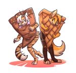  anthro aphrodite_(tiger) cake cake_costume canid canine clothing costume deadyoung7 dessert duo felid female food food_costume fox hazel_(fox) hi_res mammal pantherine pie pie_costume tiger 