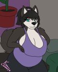  animated anthro big_breasts breast_jiggle breast_play breast_squish breasts canid canine canis cleavage clothed clothing domestic_dog female hi_res husky jiggling kayla_(lonnyk) lonnyk mammal nordic_sled_dog shirt slightly_chubby solo spitz squish tank_top topwear 