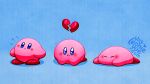  artist_name blue_background blue_eyes broken_heart closed_mouth commentary_request frown kirby kirby&#039;s_dream_land kirby_(series) leonieyue lying no_humans on_stomach sad simple_background standing 