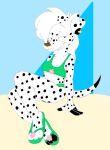  abstract_background bikini canid canine canis clothing dalmatian domestic_dog female footwear mammal sandals swimwear tabbiewolf 