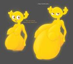  antlers areola belly big_areola big_belly big_breasts big_nipples breasts cartoon_network ellipsis english_text female glowing glowing_body glowing_skin grey_background horn huge_areola huge_belly huge_breasts huge_nipples humanoid hyper hyper_pregnancy mouth_closed navel nipples noseless nude open_mouth open_smile orange_eyes penny_fitzgerald pregnant sagging_breasts simple_background smile solo text the_amazing_world_of_gumball vr457 white_eyelashes yellow_areola yellow_body yellow_skin 