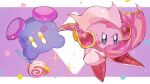  2boys blue_eyes candy cape commentary_request cosplay food gloves kirby kirby_(series) looking_at_viewer male_focus meta_knight meta_knight_(cosplay) multiple_boys no_mask purple_footwear red_footwear user_gaje3724 yellow_eyes 