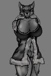  alice_the_vixen anthro big_breasts body_hair breasts canid canine canis clothing coat female fox fsdog genitals hi_res huge_breasts looking_at_viewer mammal monochrome pubes pussy sketch solo solo_focus standing topwear trenchcoat 
