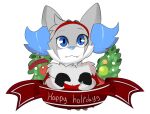  accessory anthro christmas christmas_clothing christmas_tree clothing delphox fangs generation_6_pokemon happy headband holidays kitsunekotaro male nintendo plant pokemon pokemon_(species) rune_(~hey_yo~) smile smiling_at_viewer solo teeth tree 