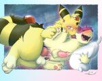  alleros_(howlingampharos) ampharos anal anal_orgasm anal_penetration animal_genitalia animal_penis balls blush bodily_fluids canine_genitalia canine_penis cum cum_in_ass cum_inside cum_on_penis cum_while_penetrated cumshot digital_media_(artwork) duo ear_piercing ejaculation erection eyewear fan_character feral fur generation_2_pokemon genital_fluids genitals glasses hair hand_on_leg hi_res holding_leg_up holding_partner licking lightobui looking_at_another looking_pleasured lying male male/male male_penetrated male_penetrating male_penetrating_male mammal neck_lick nintendo nude on_side open_mouth orgasm_face pawpads paws penetration penis piercing pillow pokemon pokemon_(species) ponytail purple_body purple_fur quilava scrunchie sex simple_background tan_body tan_fur tongue tongue_out yellow_body yellow_fur 
