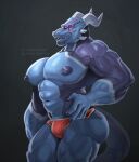  abs anthro big_butt big_muscles blue_body blue_eyes bulge butt clothing dragon erect_nipples genitals hi_res jyrocopter male markings muscular muscular_anthro muscular_male muscular_thighs nipples pecs penis scalie smile solo tail thick_thighs underwear vein veiny_penis wao_(e-zoid) 