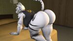  16:9 3d_(artwork) anthro bed bent_over big_butt blue_eyes bottomless bottomless_female breasts bubble_butt butt clothed clothing digital_media_(artwork) felid female furniture hi_res huge_butt inside kyleroo looking_at_viewer mammal muscular muscular_female pantherine petruz_(copyright) presenting presenting_hindquarters raised_tail smile solo source_filmmaker tail teeth tiger tiger_(petruz) widescreen 
