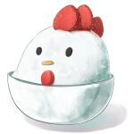  bird bowl chicken commentary_request food food_focus fruit highres no_humans original shadow shaved_ice simple_background strawberry su_guryu white_background 