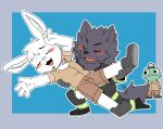  anthro canid canine canis duo i_think_i_like_you lagomorph leon_(i_think_i_like_you) leporid male male/male mammal rabbit saku1saya sky_(i_think_i_like_you) wolf 