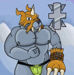  absurd_res anthro bandai_namco barazoku belt big_muscles bottomwear bulge clothed clothing digimon digimon_(species) digital_media_(artwork) flexing flexing_bicep hi_res horn jockstrap jockstrap_only looking_at_viewer male mammal marine marine_mammal melonca53654294 muscular muscular_anthro muscular_male nipple_piercing nipples pecs piercing pinniped simple_background smile solo standing topless tusks underwear underwear_only walrus 