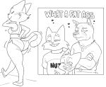  2023 age_difference anthro arms_bent axel_in_harlem belt belt_buckle big_butt big_nose biped blind_eye bottomwear breasts brutus_(pixie_and_brutus) butt butt_jiggle calico_cat canid canine canis cheek_tuft chubby_anthro chubby_male clenched_teeth closed_smile clothed clothed_anthro clothed_female clothed_male clothing crop_top crossed_arms crossover curved_eyebrows cutaway dbaru digital_drawing_(artwork) digital_media_(artwork) dog_tags domestic_cat domestic_dog english_text eye_scar eyebrows eyelashes eyelids eyes_closed facial_scar facial_tuft fangs father felid feline felis female fingers fist footwear fran_(litterbox_comics) freckles fully_clothed fur fur_tuft german_shepherd gesture grin group half-closed_eyes head_tuft herding_dog hi_res humanoid_hands husband inner_ear_fluff iris jewelry jiggling joel_(litterbox_comics) larger_male litterbox_comics looking_at_another looking_at_butt male mammal markings mature_anthro mature_female medium_breasts meme monochrome mother motion_lines motion_outline mouth_closed narrowed_eyes neck_tuft necklace no_pupils notched_ear older_female older_male open_mouth open_smile parent parody pastoral_dog pixie_and_brutus pointing pointing_at_another prick_ears profanity raised_eyebrow scar shirt shoes shorts size_difference sketch small_nose smaller_male smile snout son striped_body striped_fur striped_head striped_markings striped_tail stripes t-shirt tail tail_markings teeth text text_on_clothing text_on_shirt text_on_t-shirt text_on_topwear thick_eyebrows thick_neck thick_thighs thin_eyebrows thinking tight_clothing topwear tuft vincent_(litterbox_comics) walking webcomic wide_hips wife young younger_male 